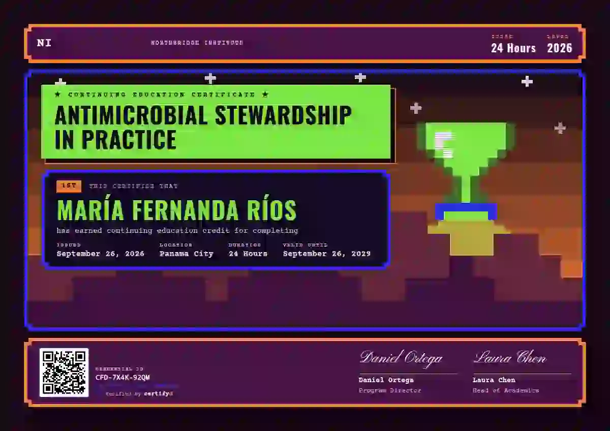 Pixel Arcade Fern continuing education certificate template