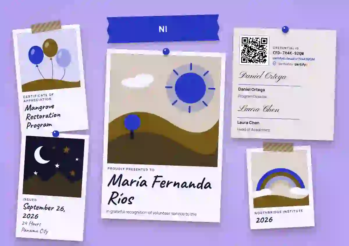 Polaroid Wall Ultramarine volunteer appreciation certificate template