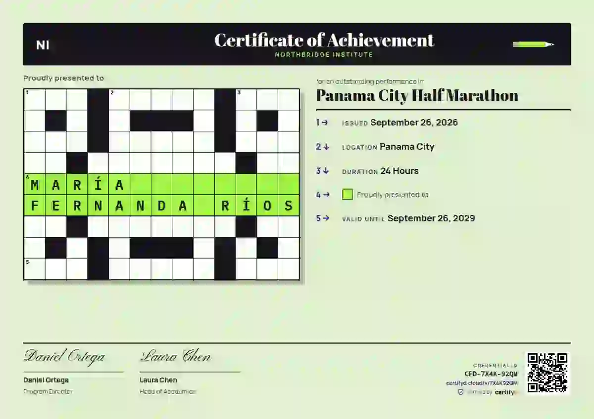 Crossword Violet sports certificate template