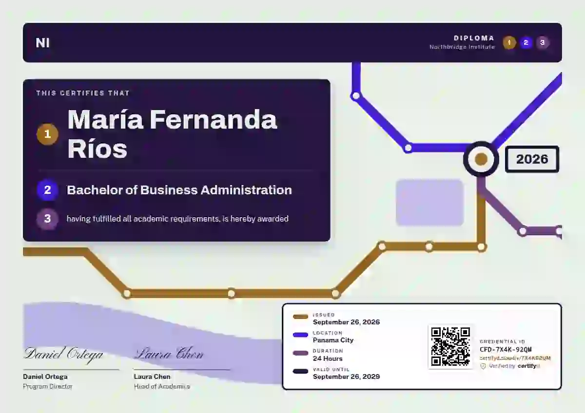 Metro Map Amber academic diploma certificate template