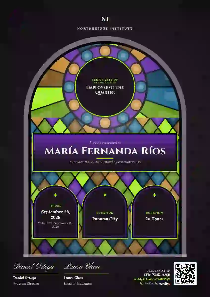 Stained Glass Amber employee recognition certificate template