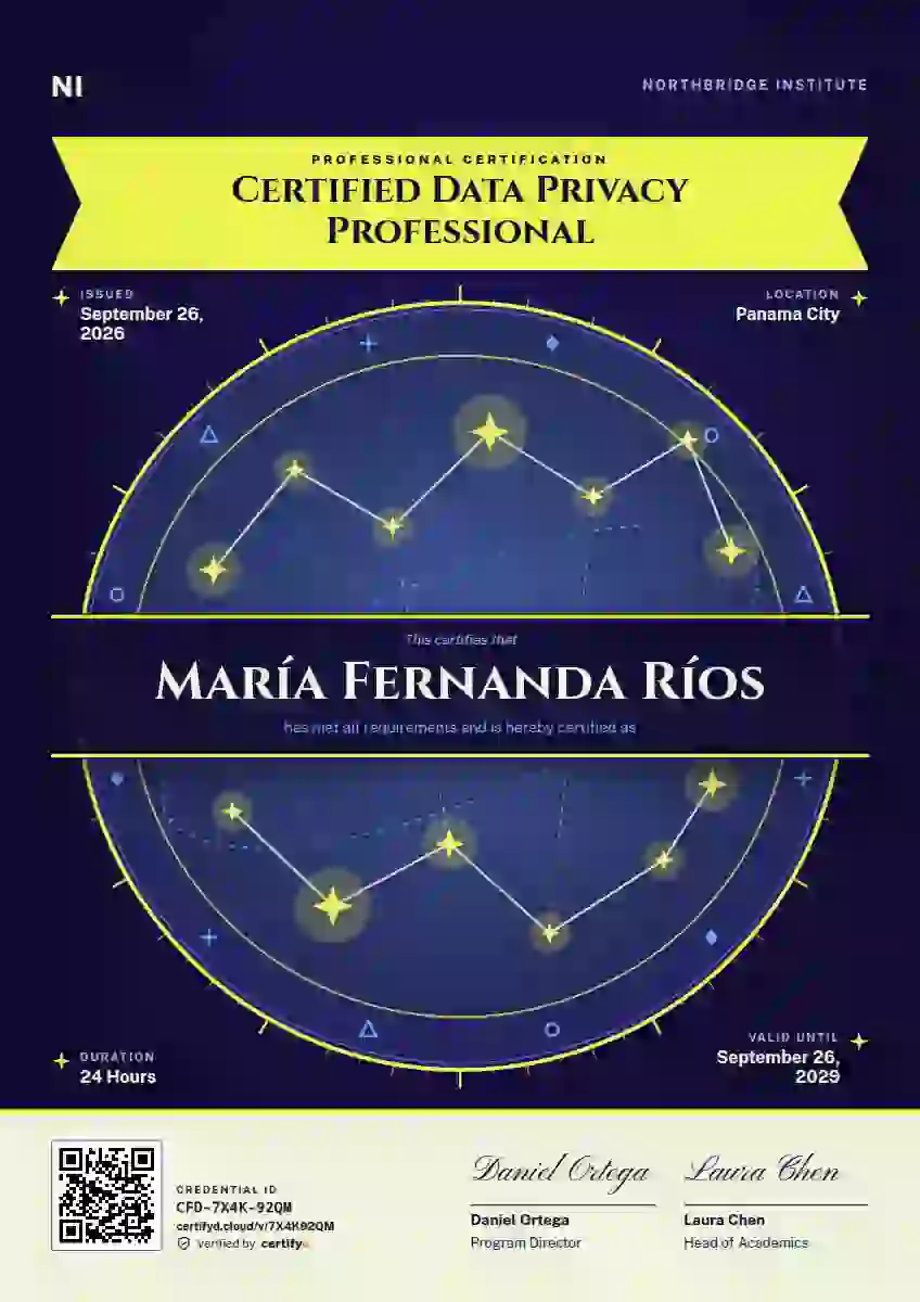 Constellation Chart Lime professional certification certificate template