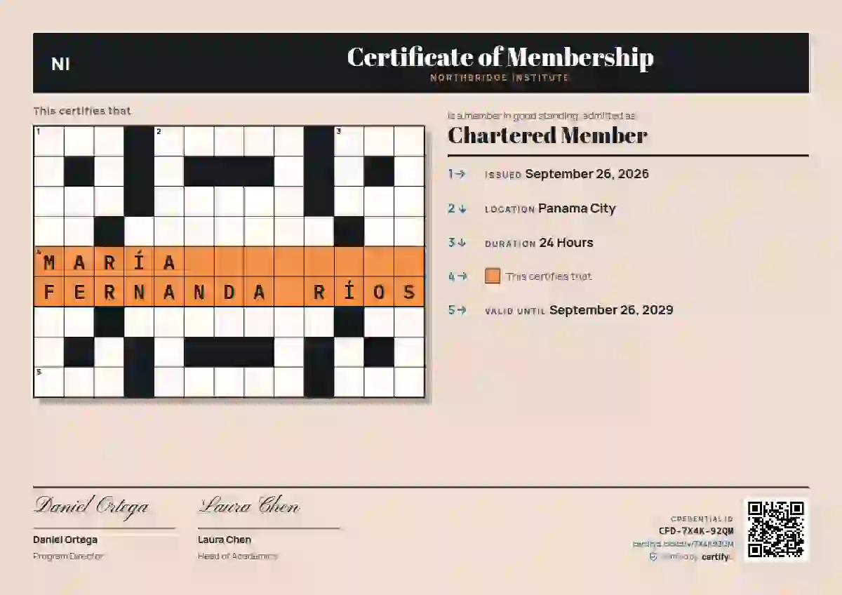 Crossword Cerulean membership certificate template