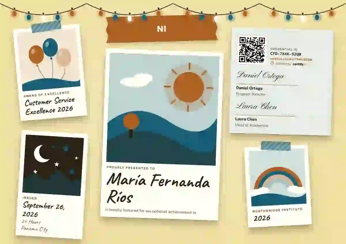 Polaroid Wall Tangerine awards and achievement certificate template