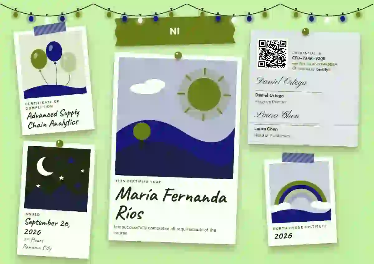 Plantilla de certificado Polaroid Wall Lime de finalización de curso