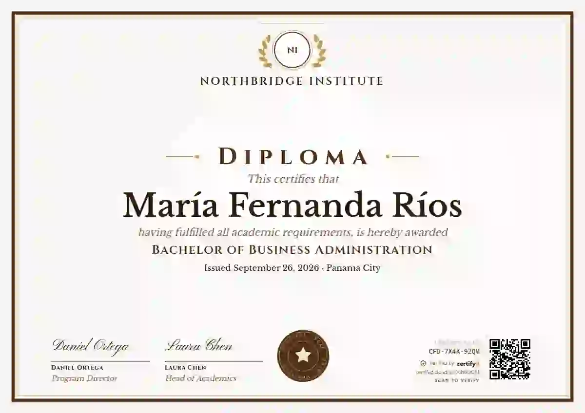 Academic Crest College Brown academic diploma certificate template
