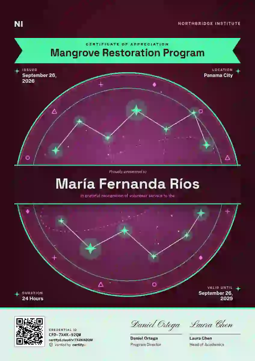 Constellation Chart Jade volunteer appreciation certificate template