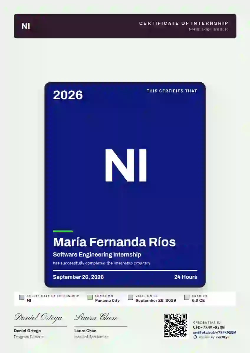 Periodic Tile Ultramarine internship certificate template