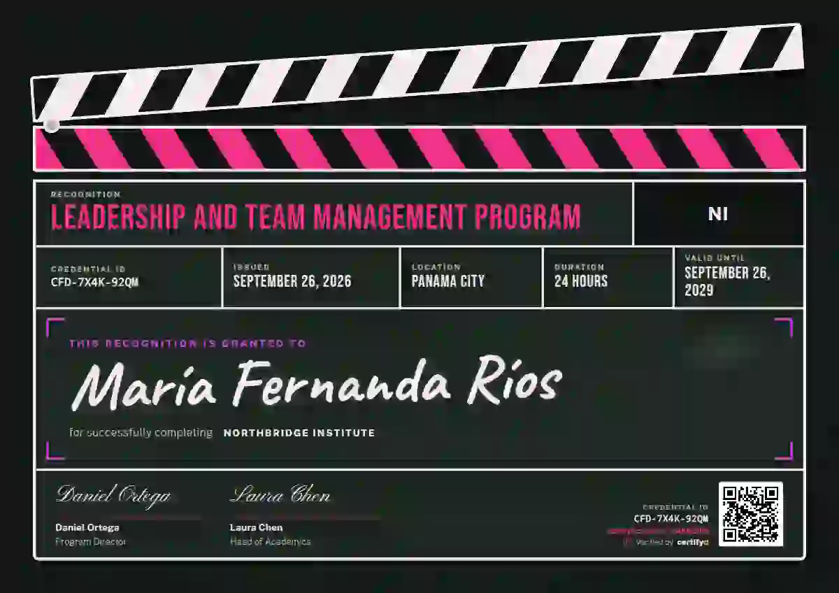 Clapperboard Raspberry latin america certificate template