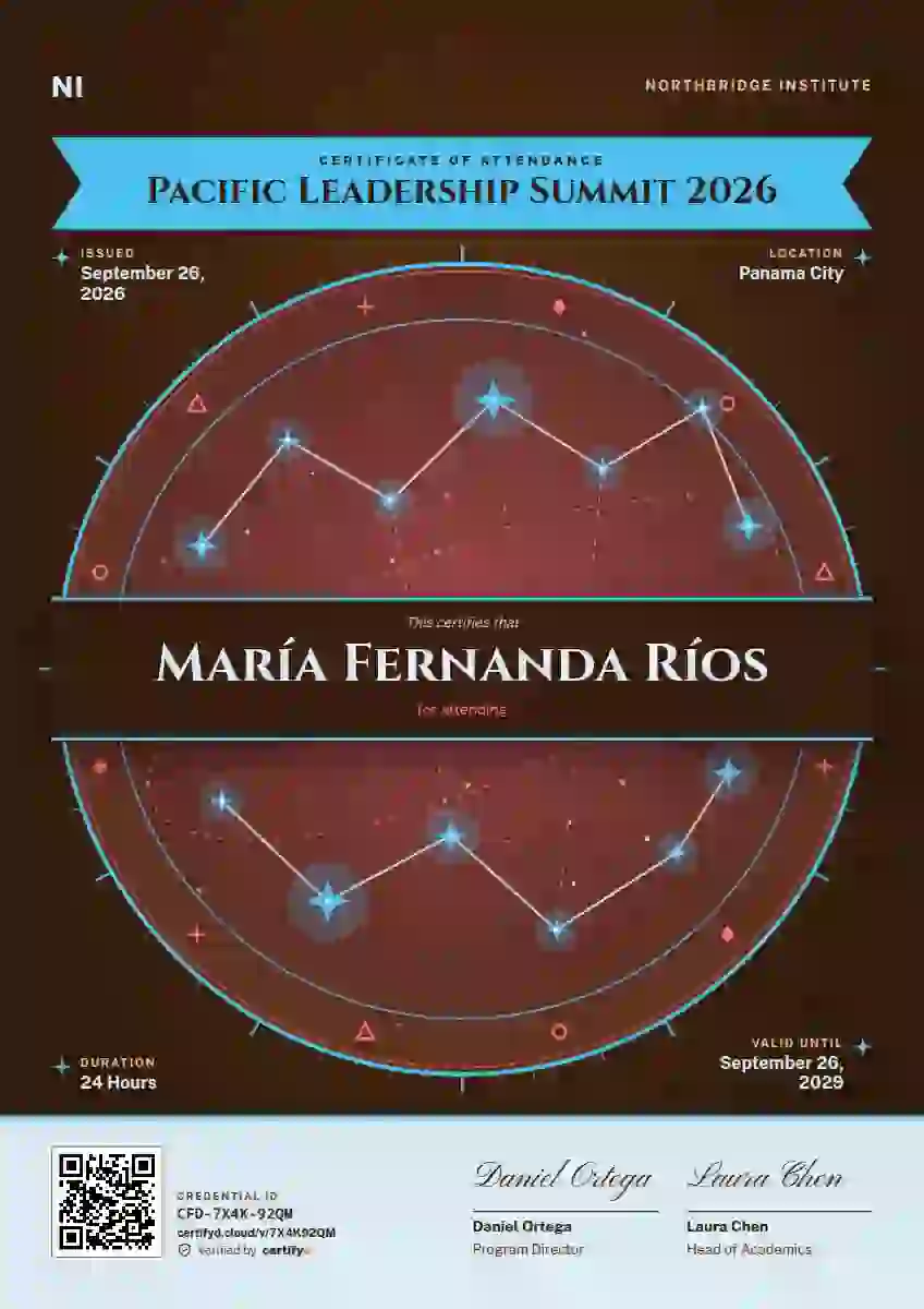 Constellation Chart Cerulean event attendance certificate template