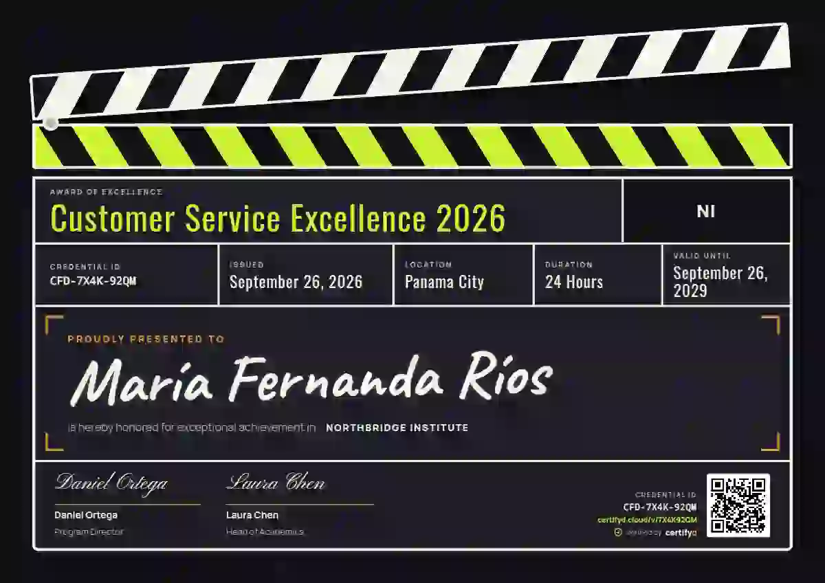 Plantilla de certificado Clapperboard Lime de premios y logros