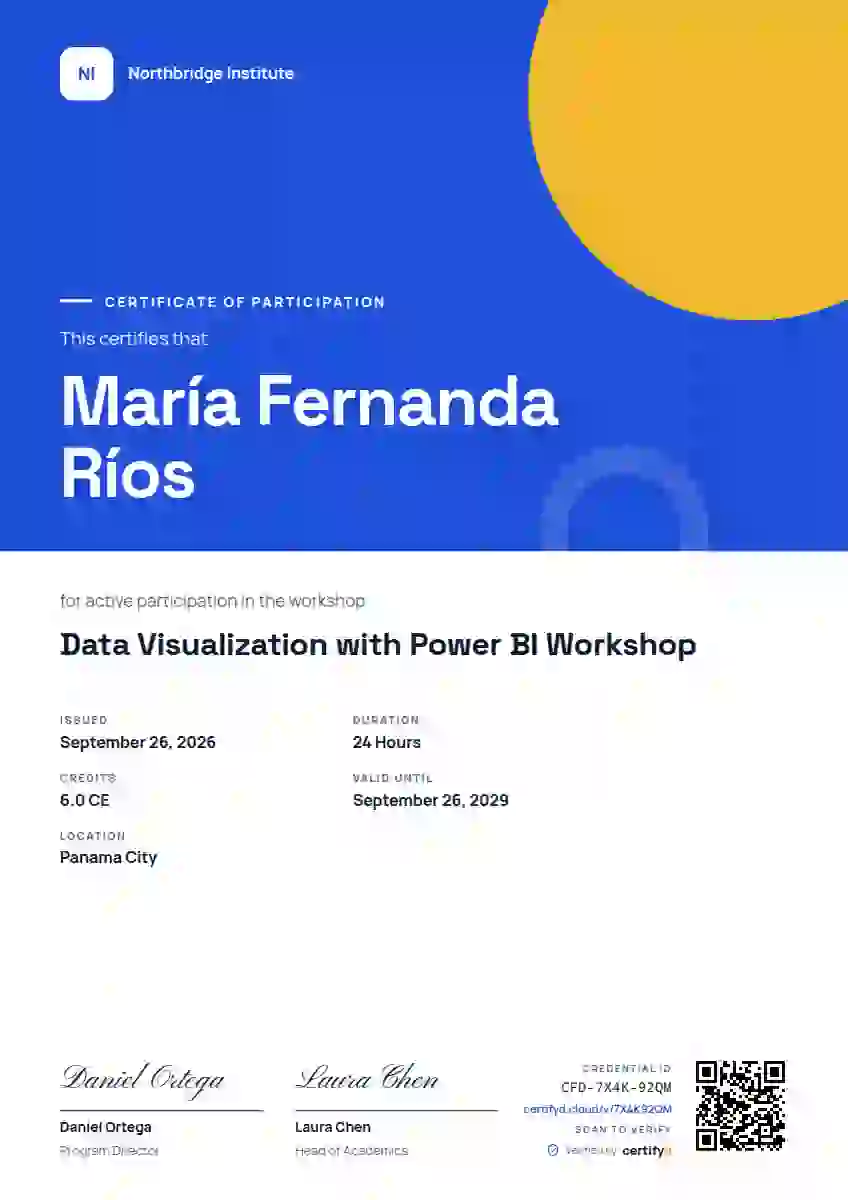Portrait Modern webinar and workshop certificate template