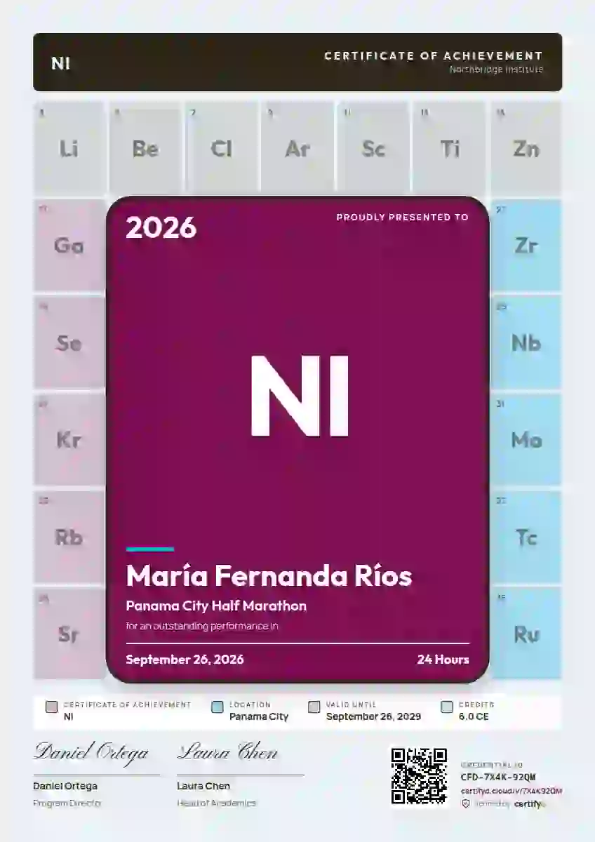 Periodic Tile Raspberry sports certificate template