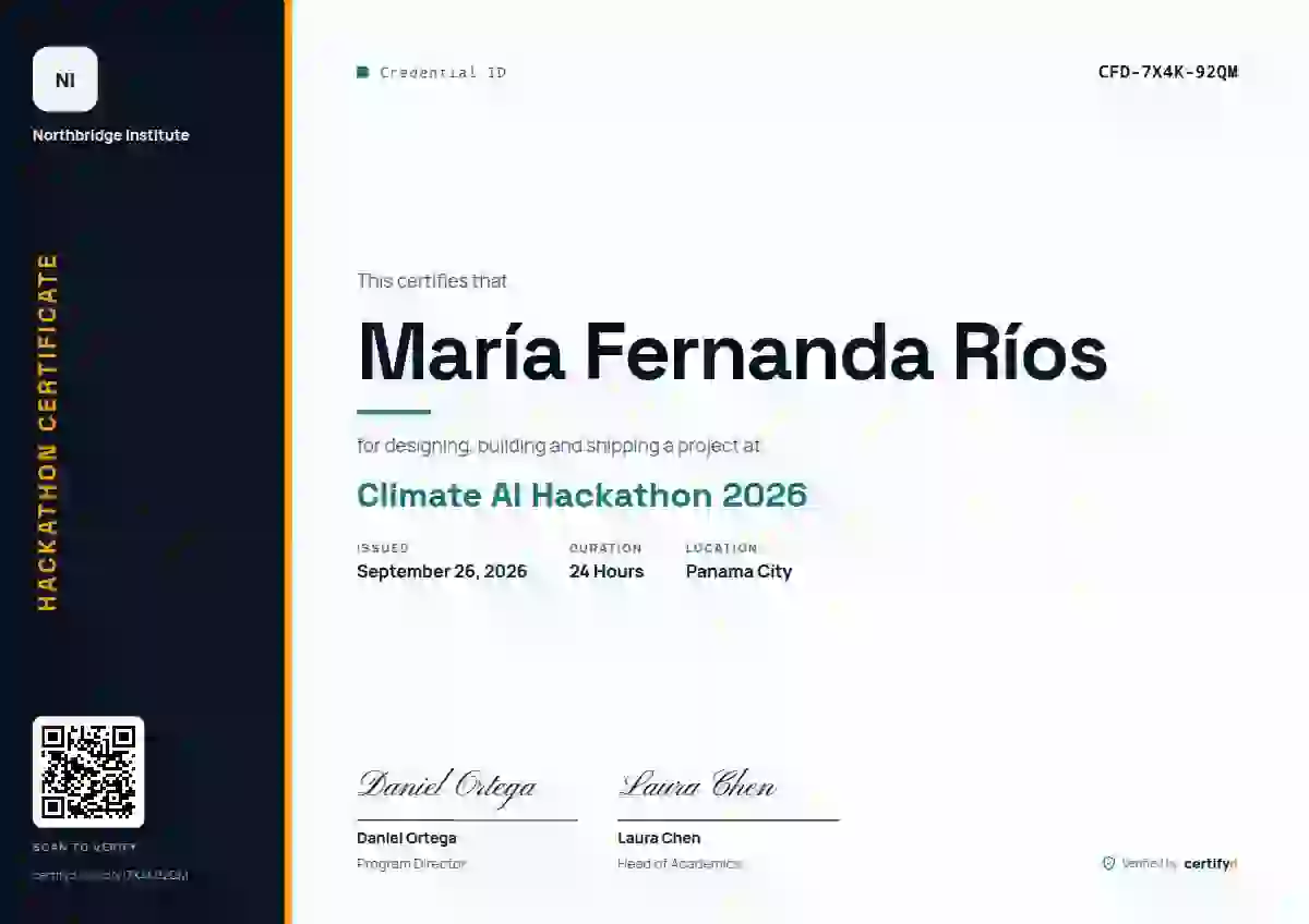 Plantilla de certificado Vertical Sidebar de hackatón