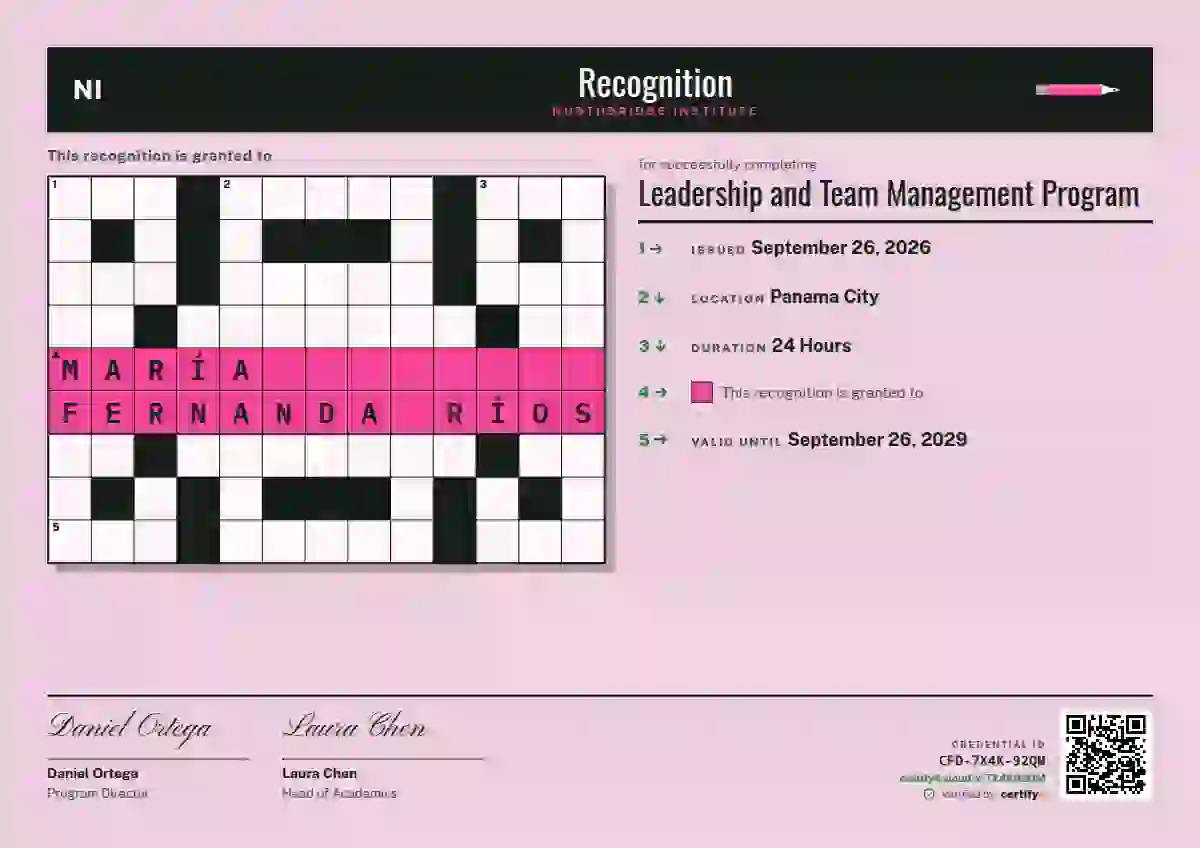 Crossword Jade latin america certificate template