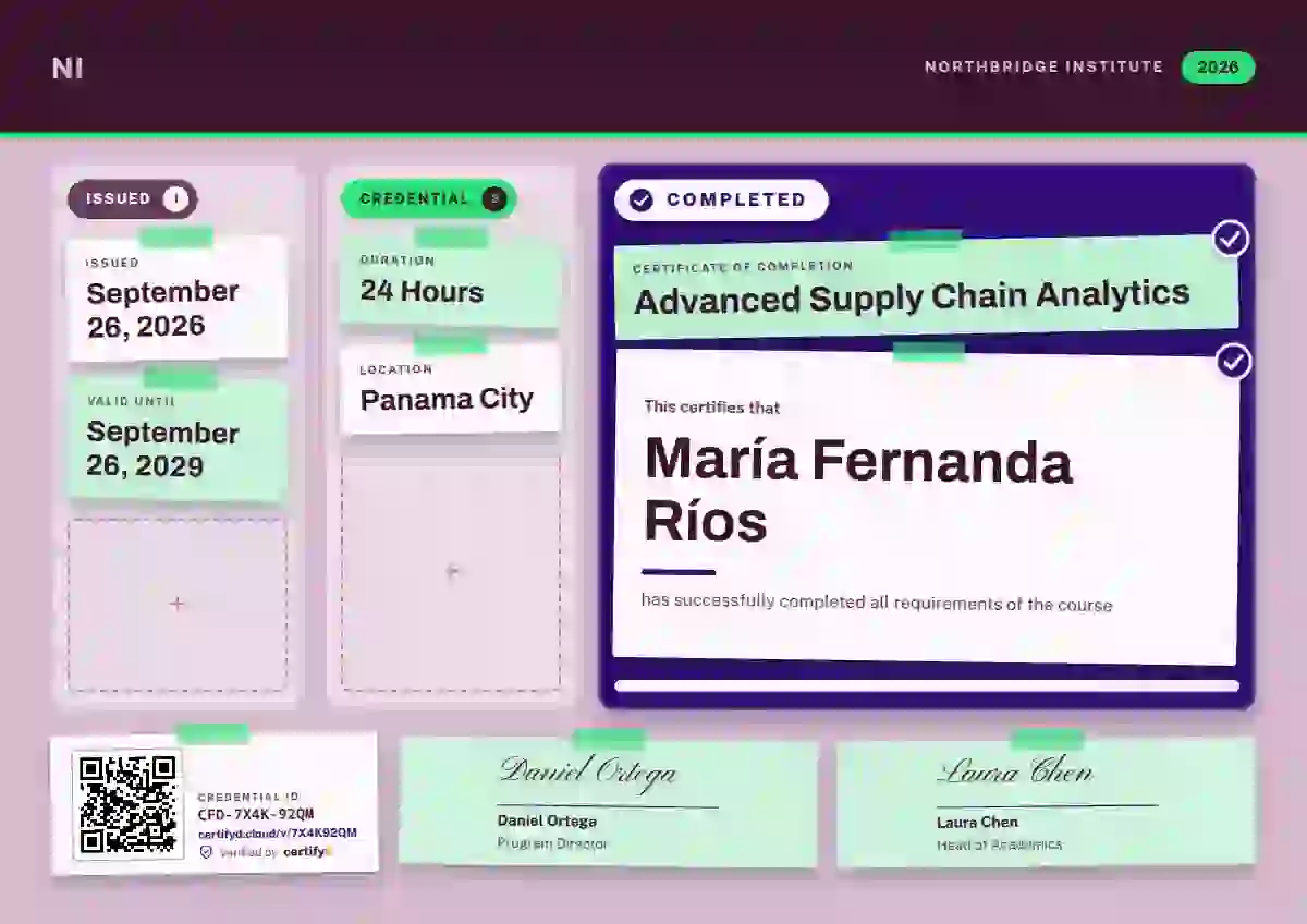 Plantilla de certificado Kanban Board Violet de finalización de curso