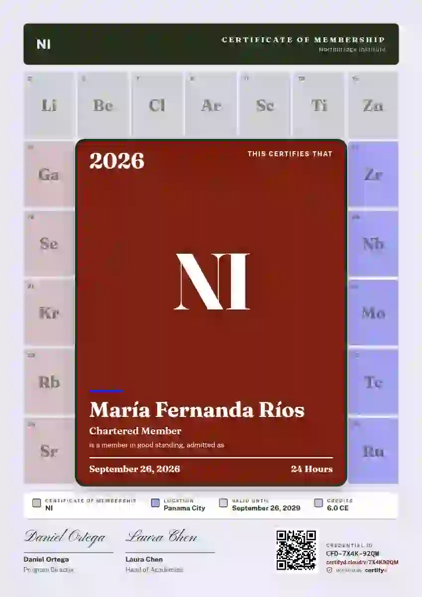 Periodic Tile Vermilion membership certificate template