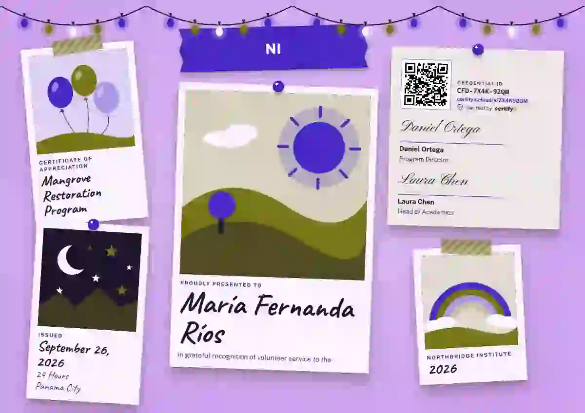 Polaroid Wall Violet volunteer appreciation certificate template