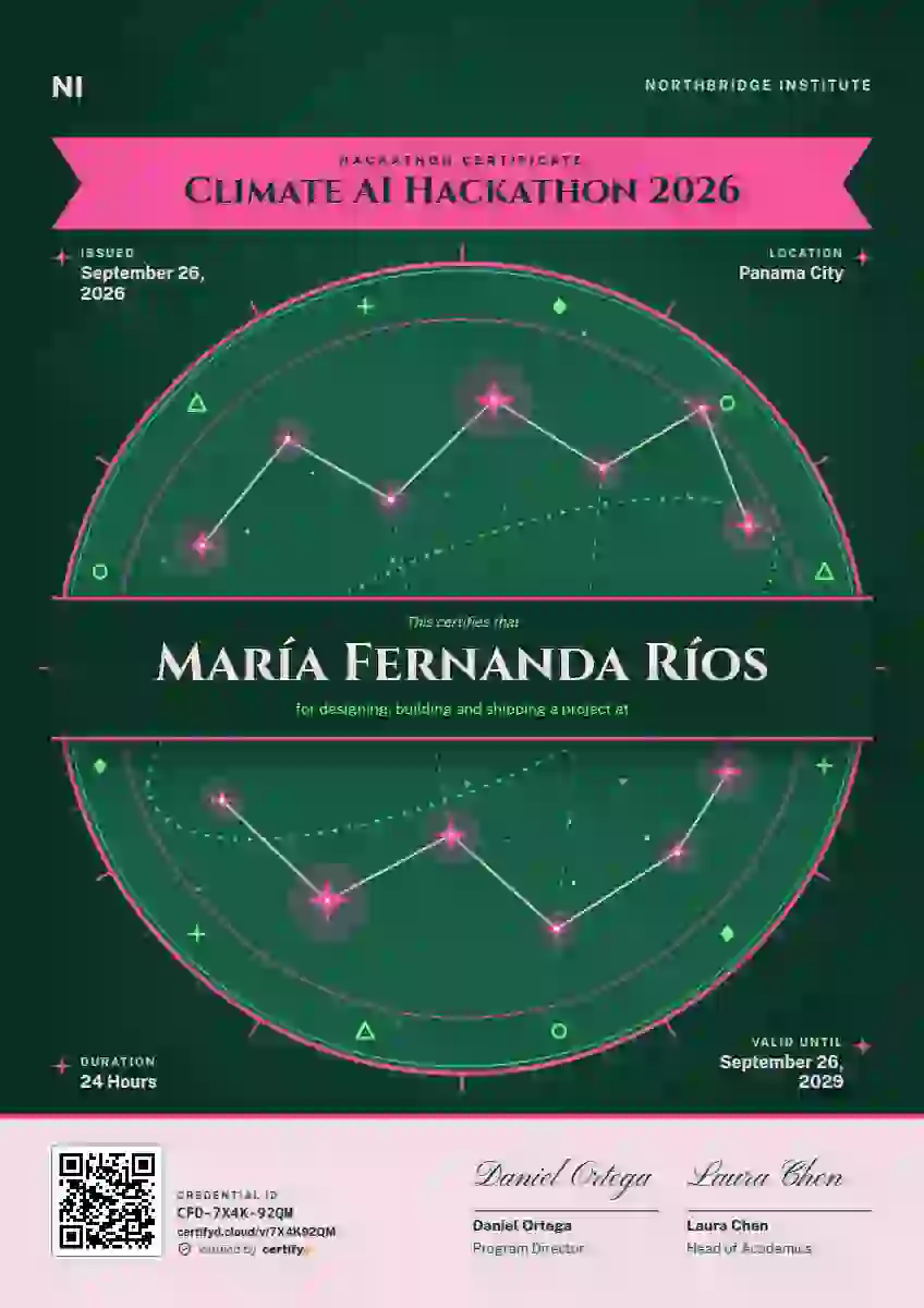 Plantilla de certificado Constellation Chart Raspberry de hackatón