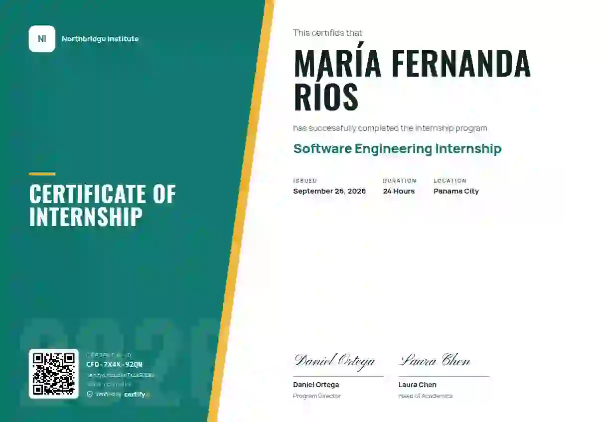 Split Panel internship certificate template