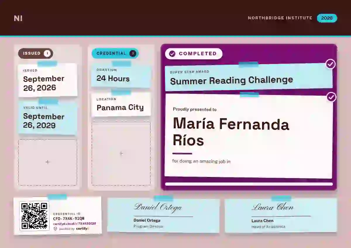 Kanban Board Fuchsia school and kids certificate template