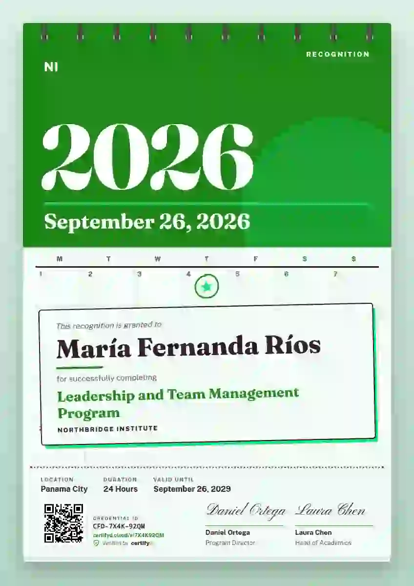 Wall Calendar Meadow latin america certificate template