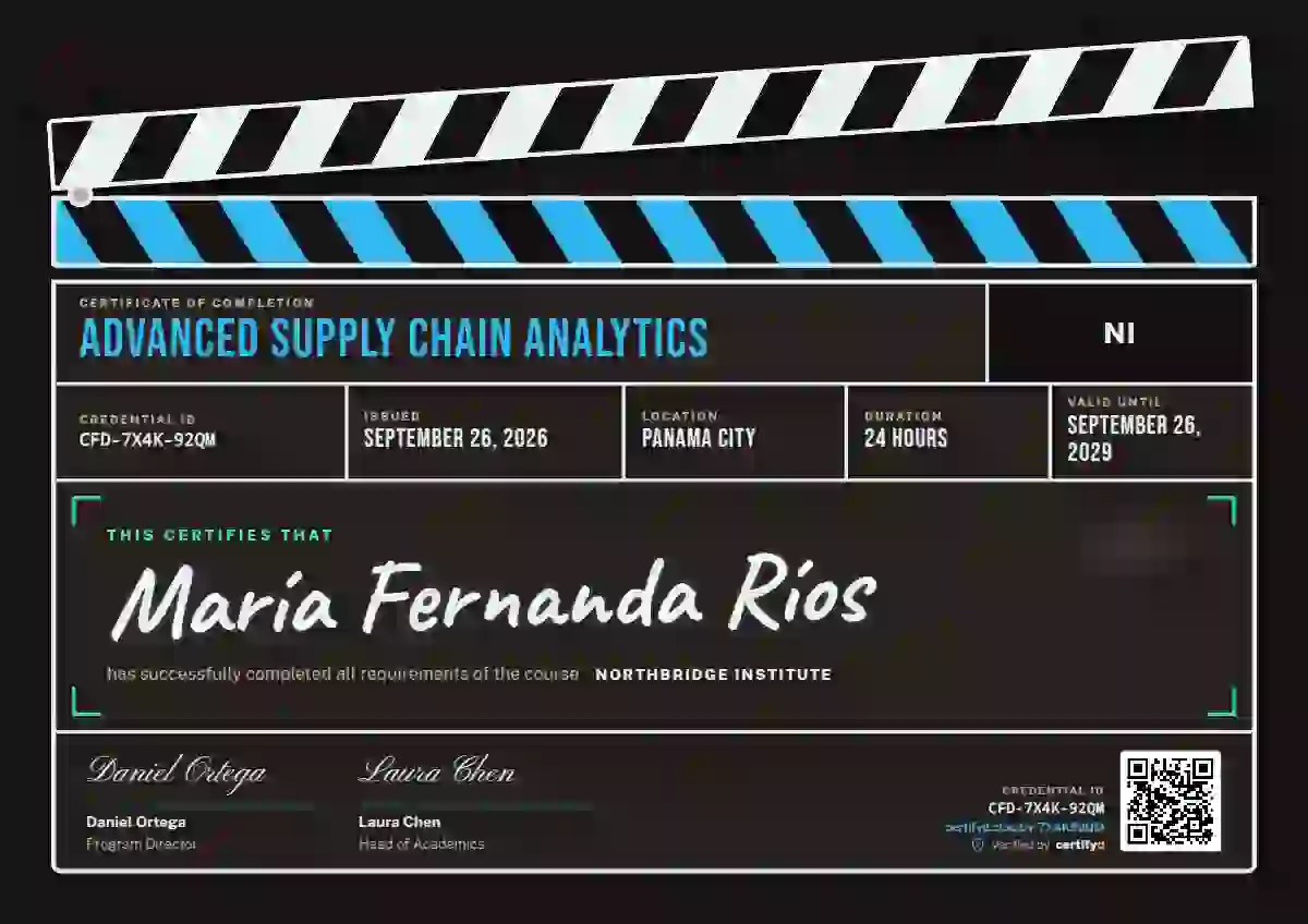Clapperboard Cerulean course completion certificate template