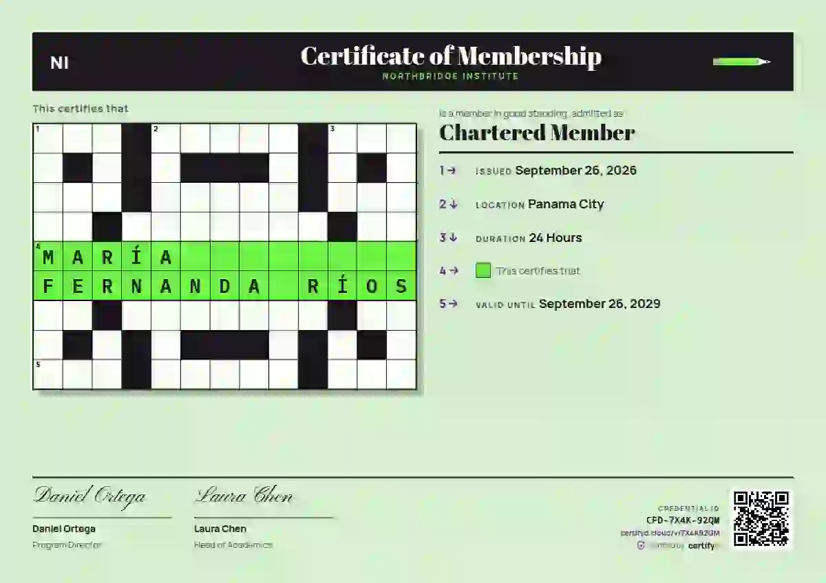 Plantilla de certificado Crossword Orchid de membresía