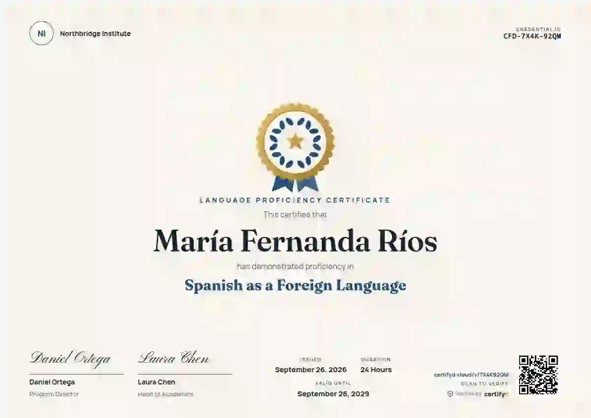 Medallion language proficiency certificate template