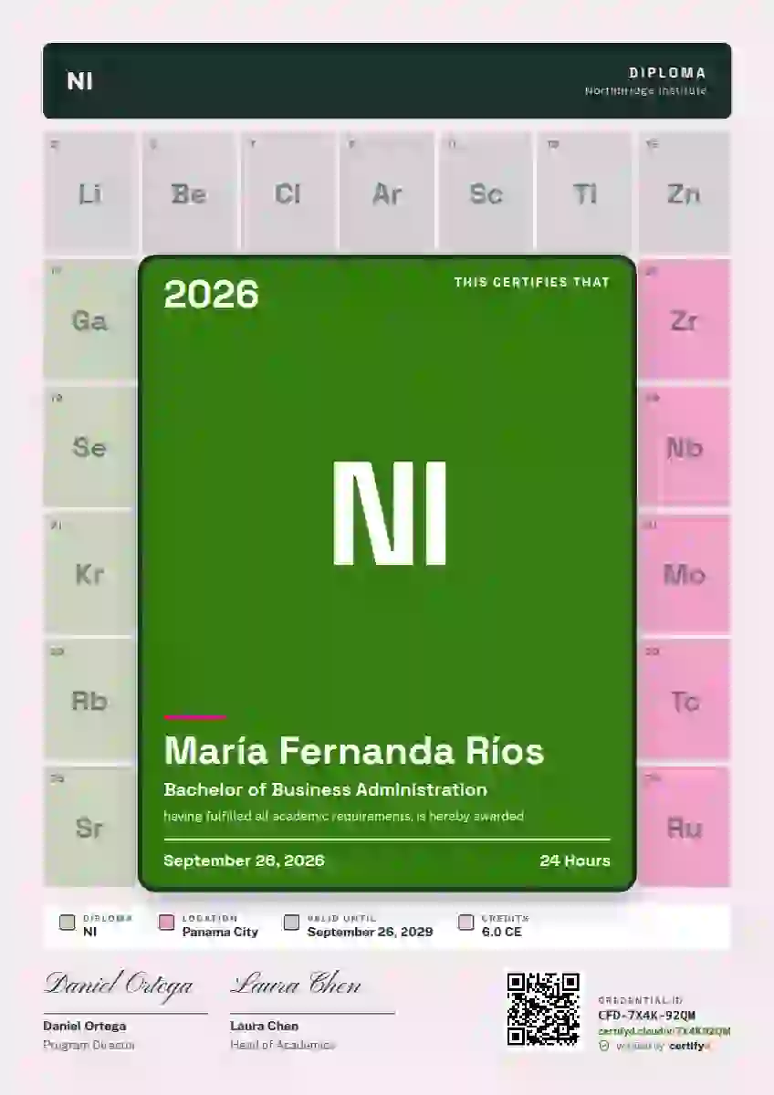 Periodic Tile Fern academic diploma certificate template