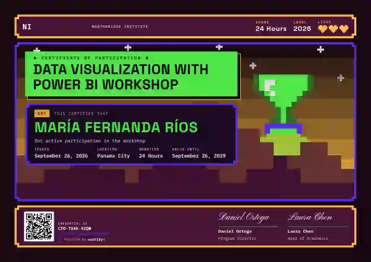 Pixel Arcade Meadow webinar and workshop certificate template