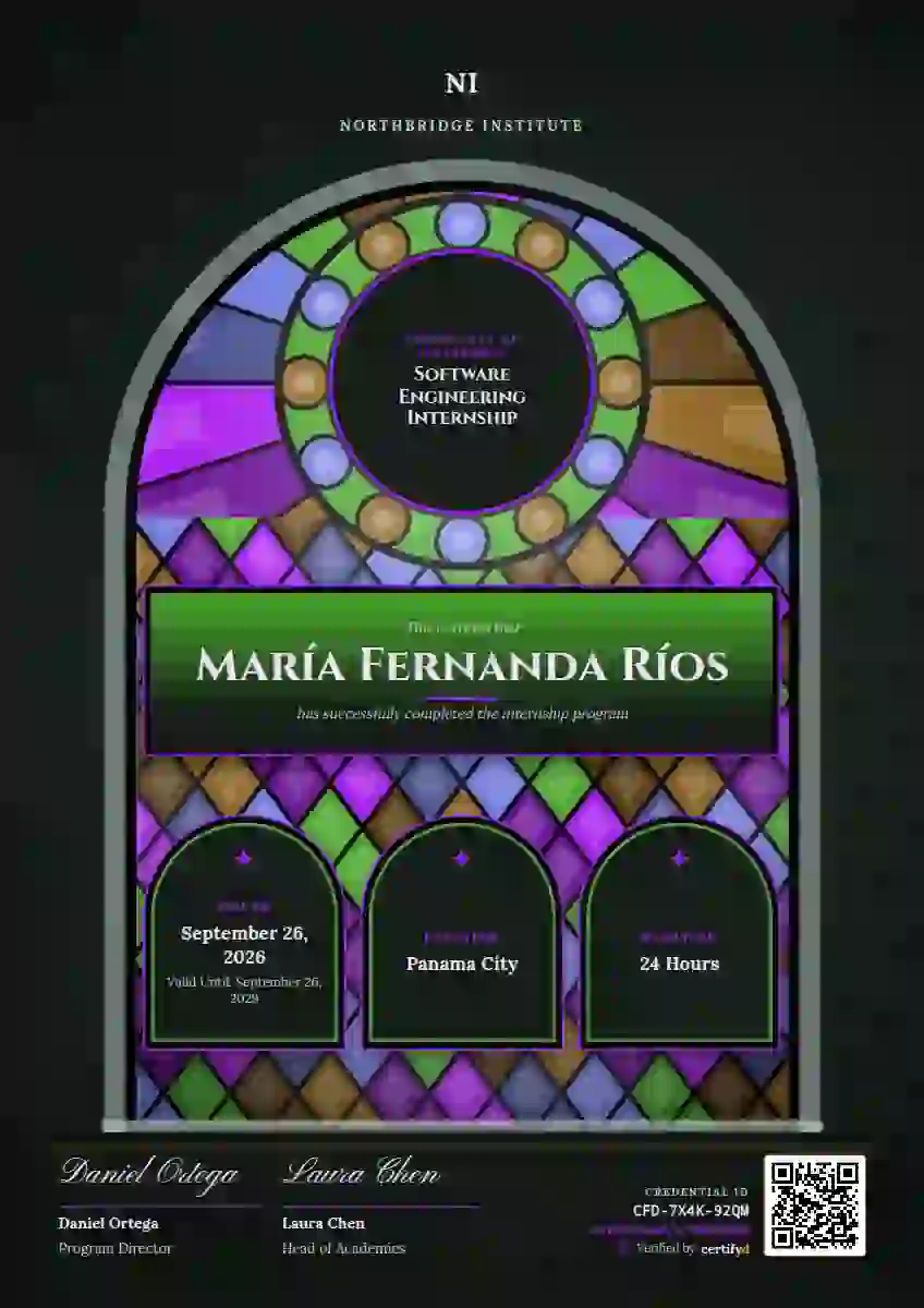 Stained Glass Ultramarine internship certificate template