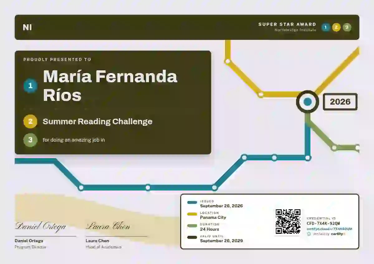 Metro Map Cerulean No Park school and kids certificate template
