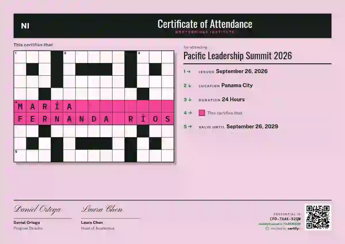 Crossword Jade No Pencil Stub event attendance certificate template