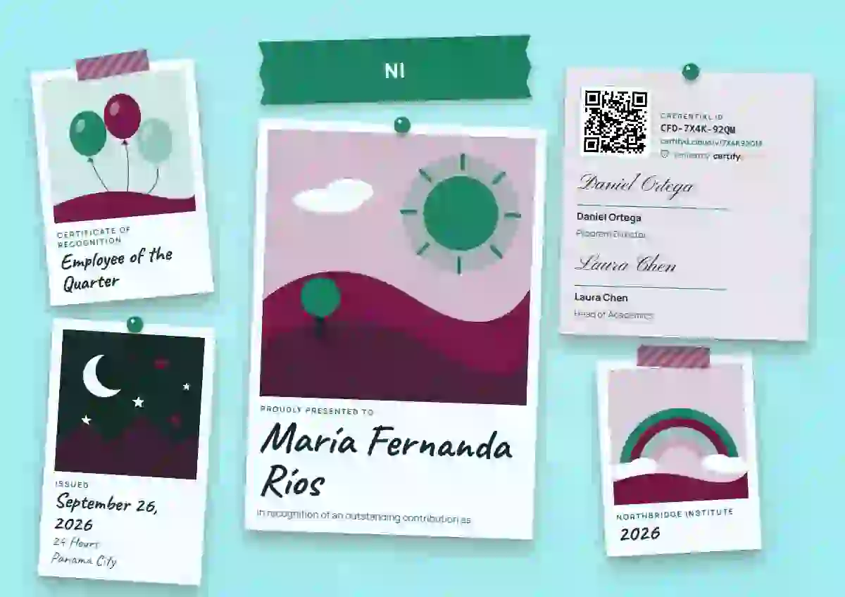 Polaroid Wall Seafoam No String Lights employee recognition certificate template