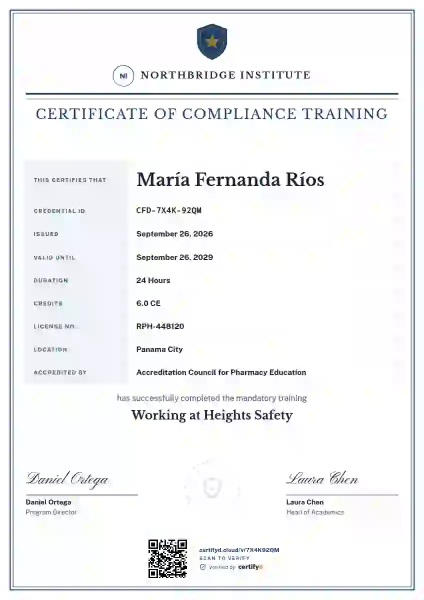 Civic Ledger compliance and safety certificate template