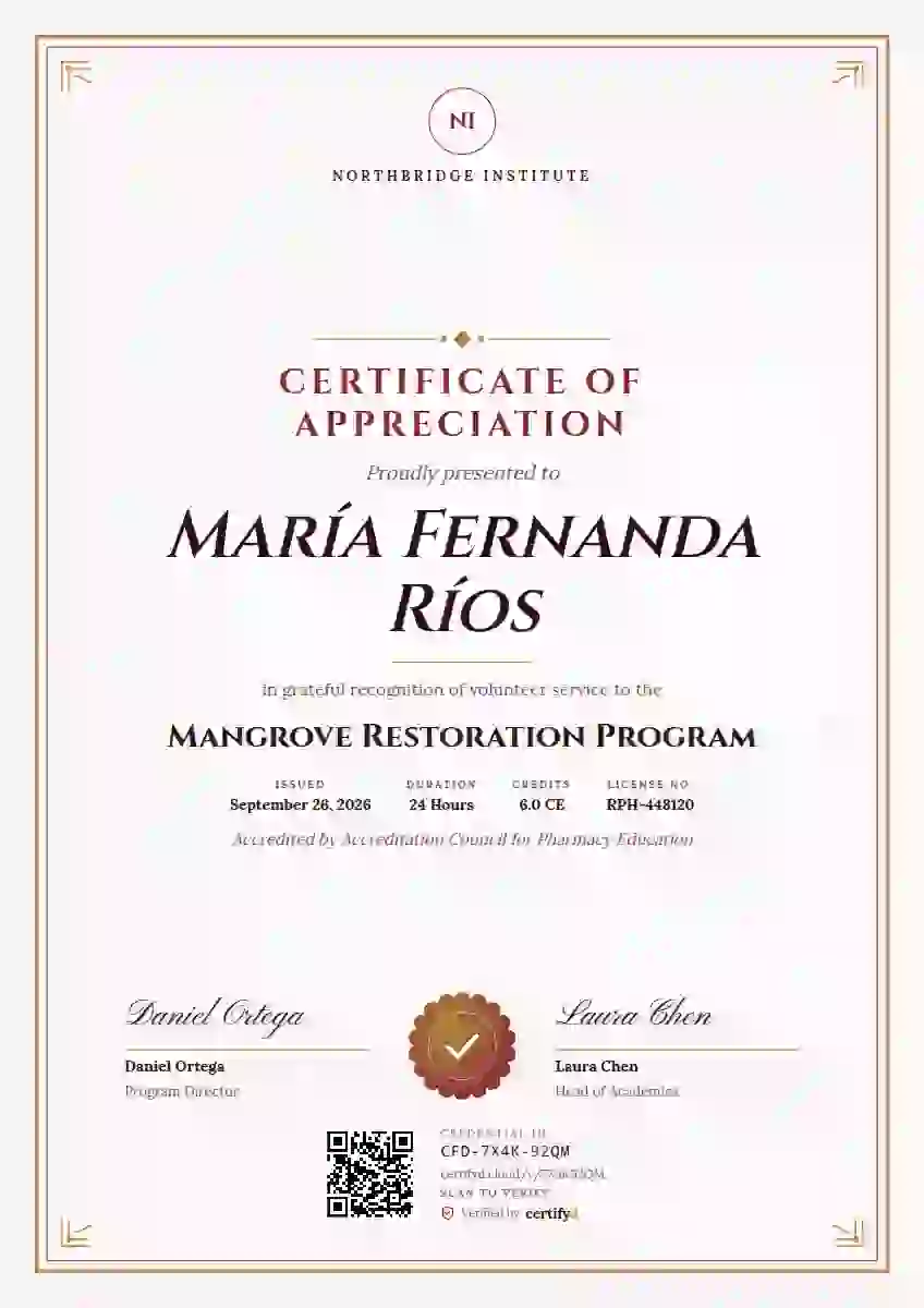 Portrait Classic Burgundy volunteer appreciation certificate template