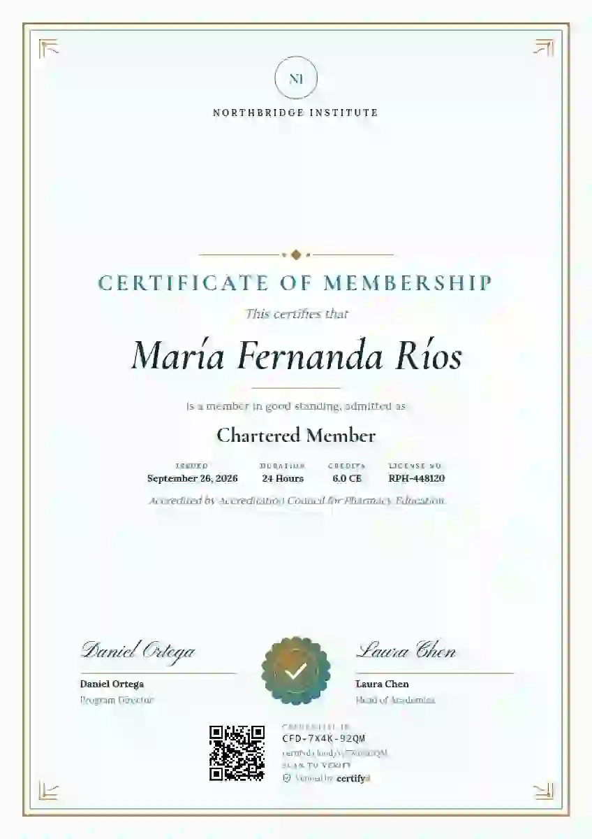 Plantilla de certificado Portrait Classic Teal de membresía
