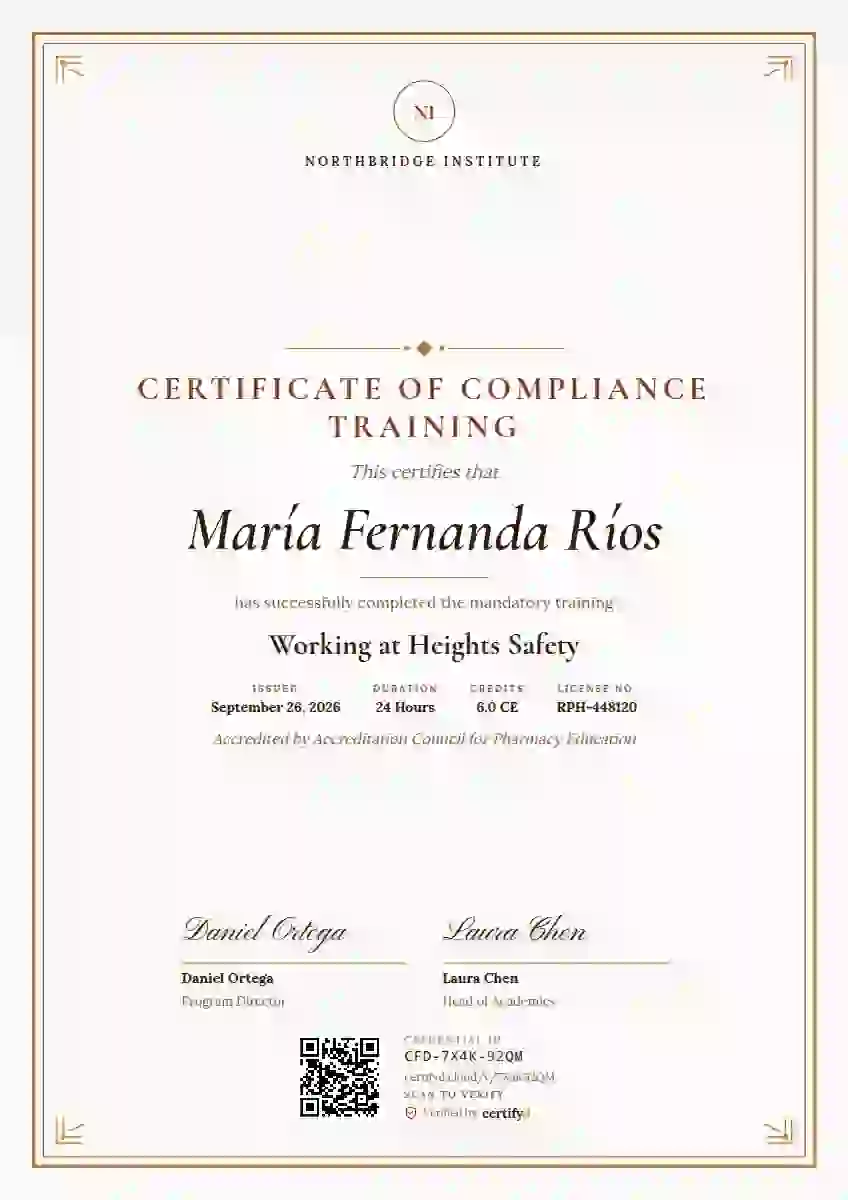 Plantilla de certificado Portrait Classic Terracotta de cumplimiento y seguridad
