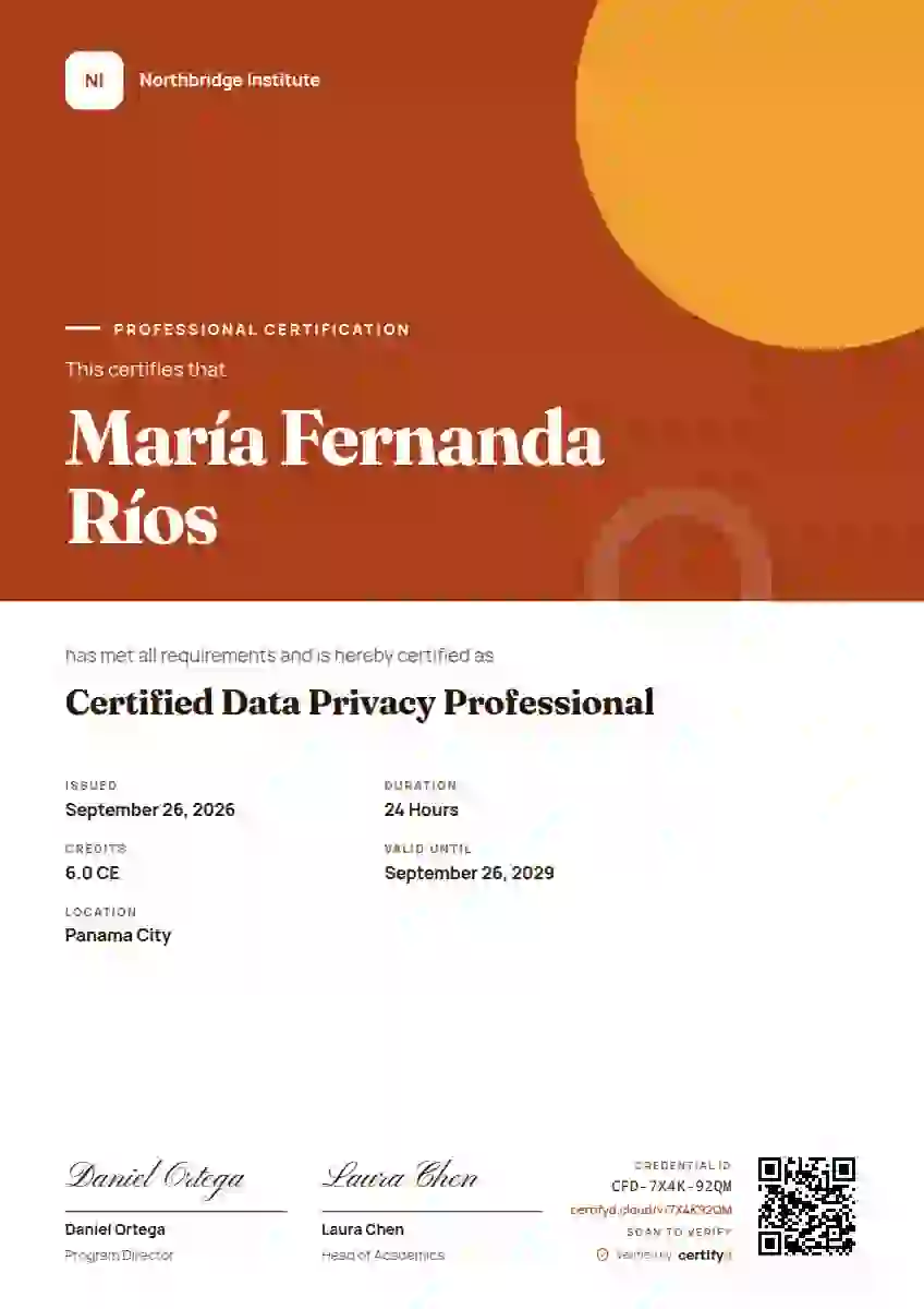 Plantilla de certificado Portrait Modern Terracotta de certificación profesional