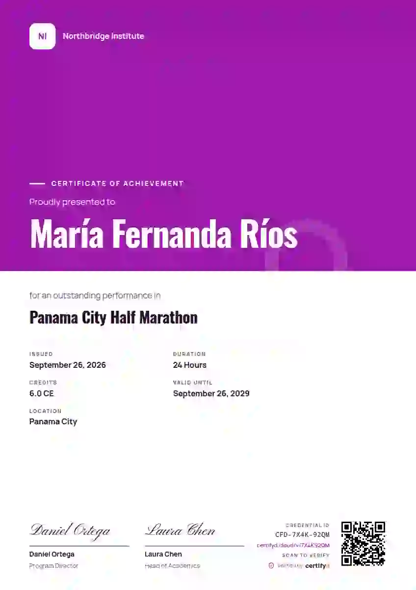 Portrait Modern Plum Flat sports certificate template