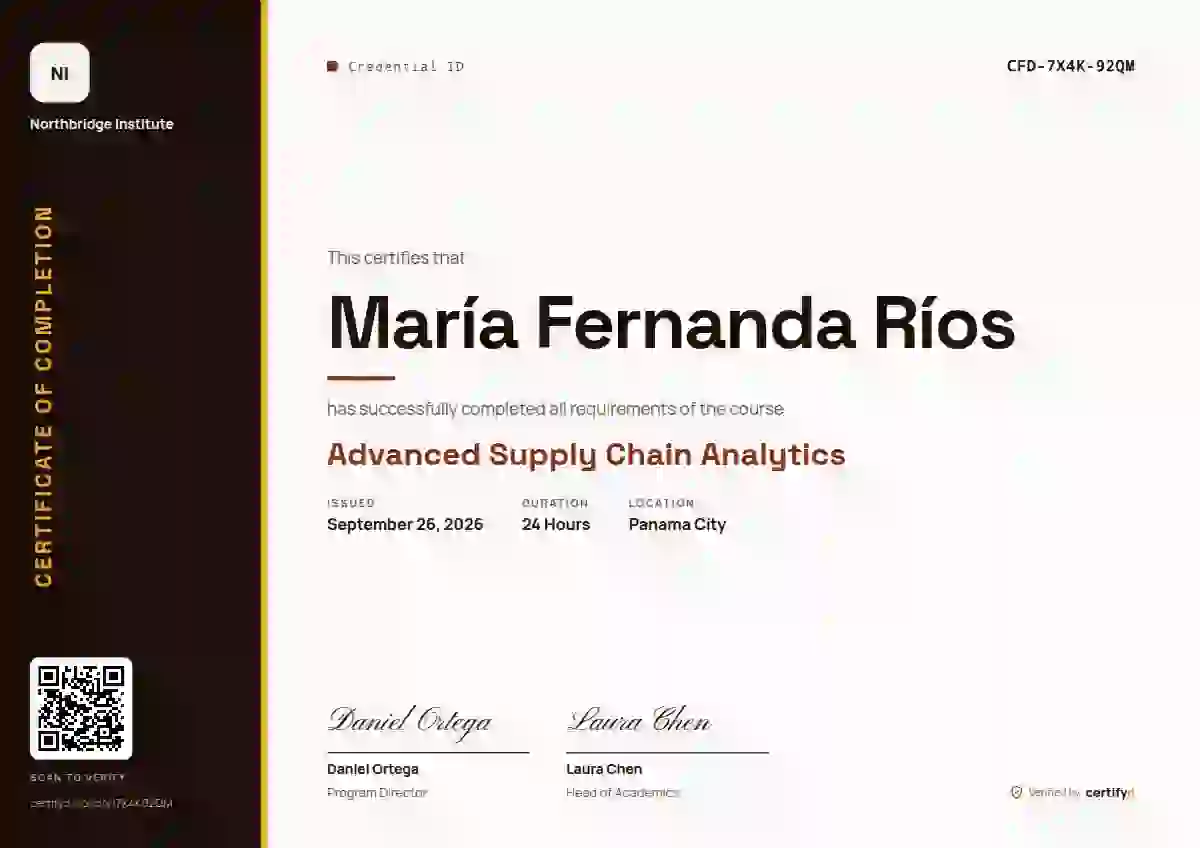 Vertical Sidebar Terracotta course completion certificate template