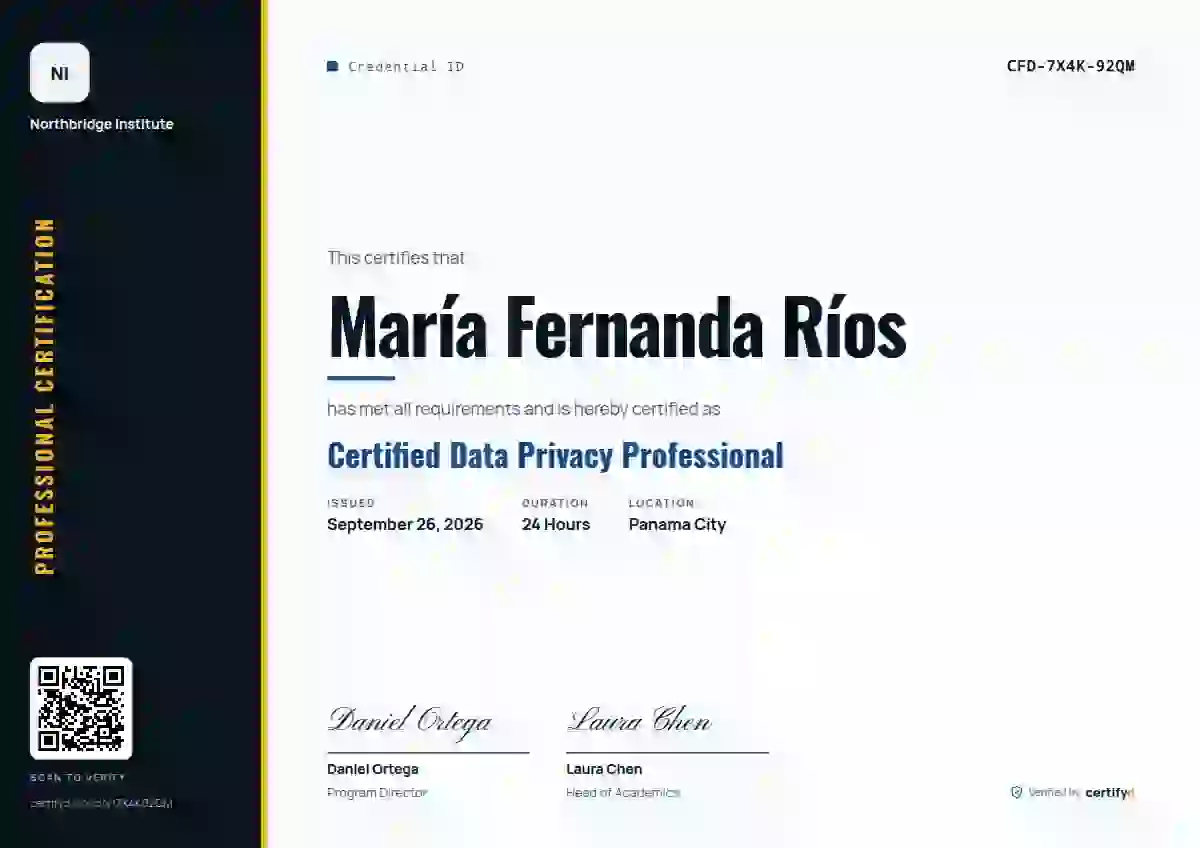 Plantilla de certificado Vertical Sidebar Slate de certificación profesional