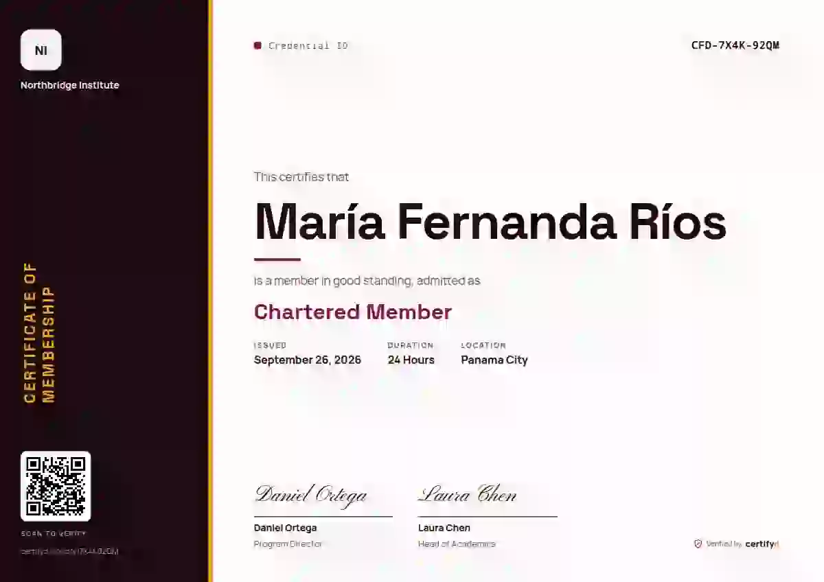 Vertical Sidebar Rose membership certificate template