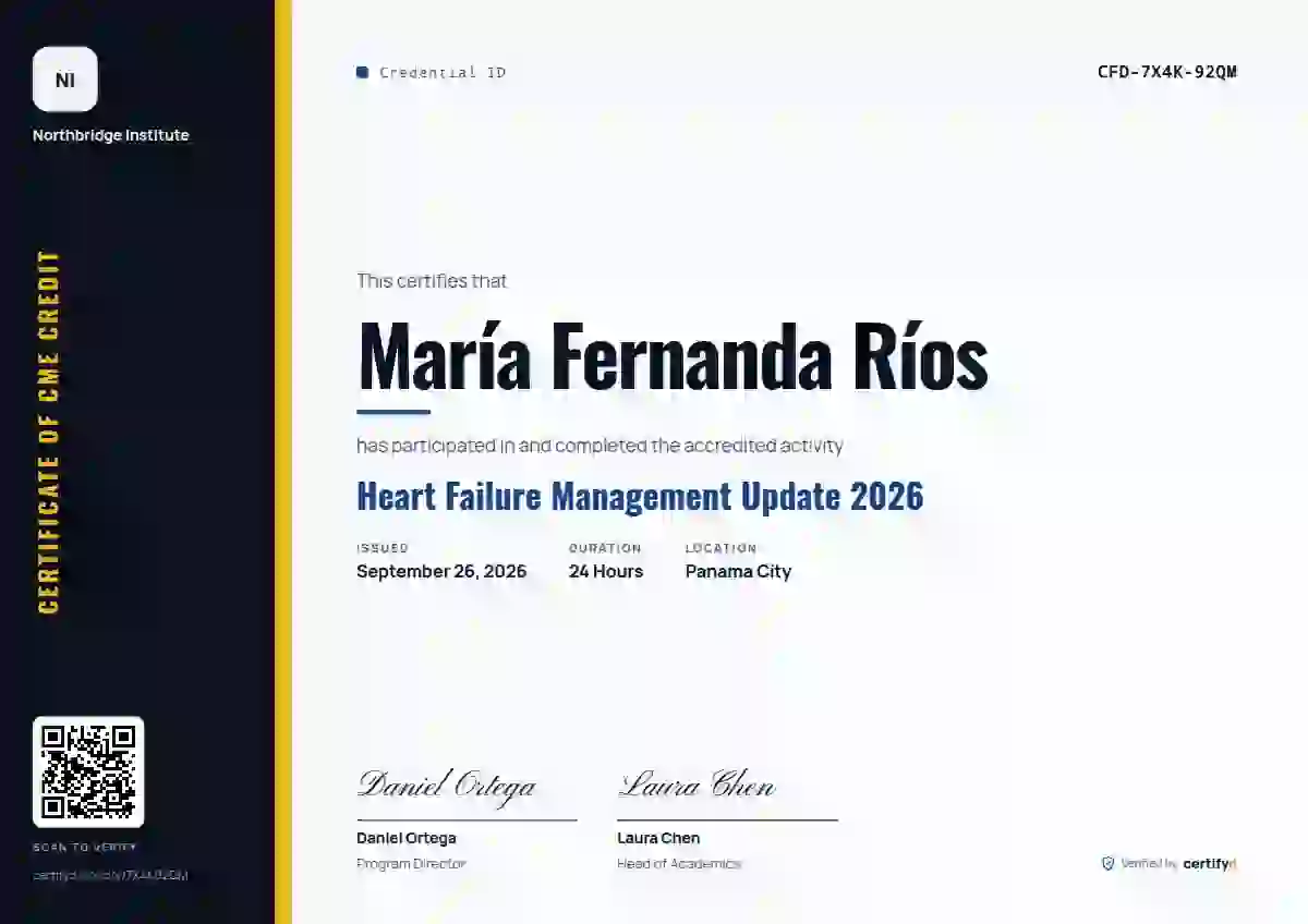 Plantilla de certificado Vertical Sidebar Cobalt de salud y educación médica continua