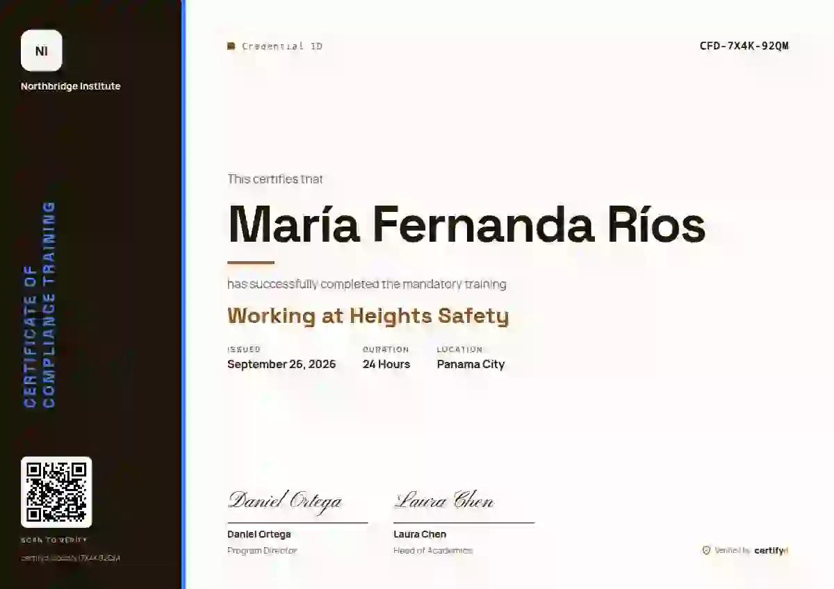 Vertical Sidebar Saffron compliance and safety certificate template