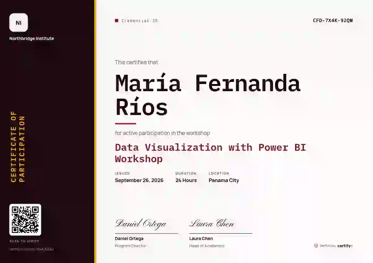 Vertical Sidebar Burgundy webinar and workshop certificate template
