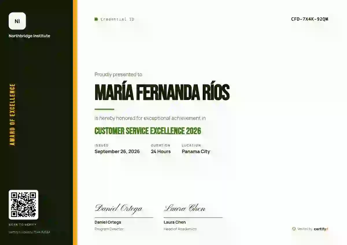 Vertical Sidebar Olive Bold Stripe awards and achievement certificate template