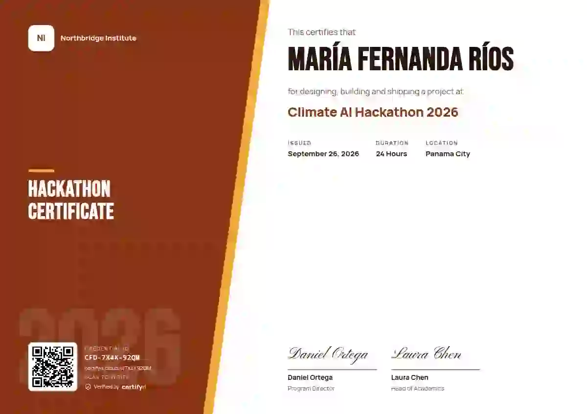 Plantilla de certificado Split Panel Terracotta de hackatón
