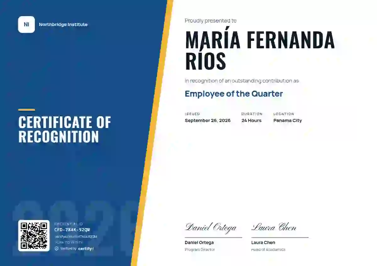 Split Panel Slate employee recognition certificate template